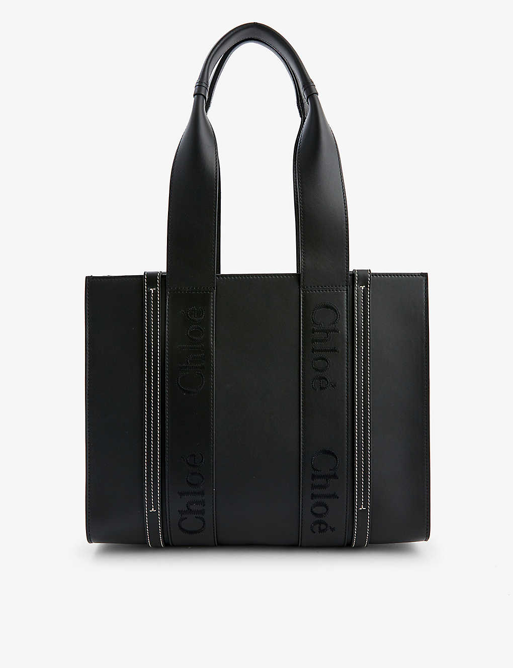 Chloé Woody Denim Tote Bag In Black