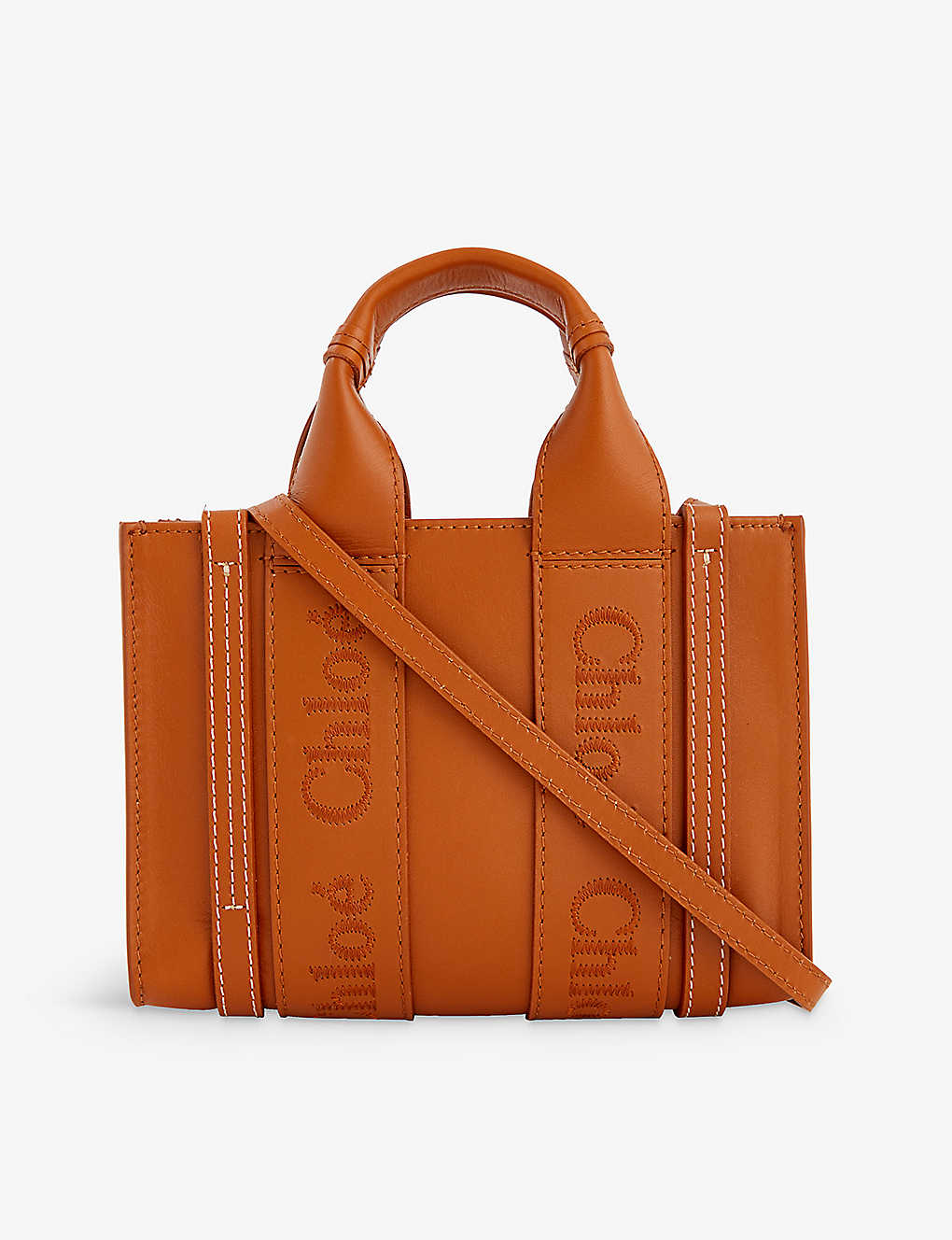 Chloé Chloe Womens Caramel Woody Mini Leather Cross-body Bag