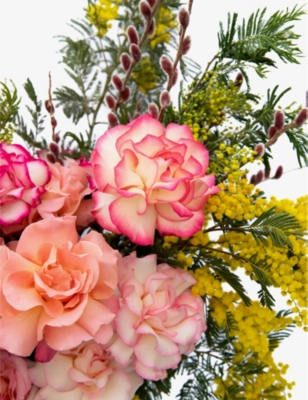 YOUR LONDON FLORIST: Peach Bellini fresh flower bouquet with glass vase