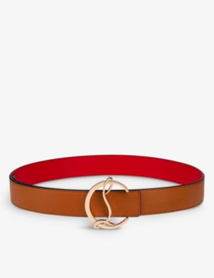 Shop Christian Louboutin Men's Coconut Logo-buckle Grained-leather Belt
