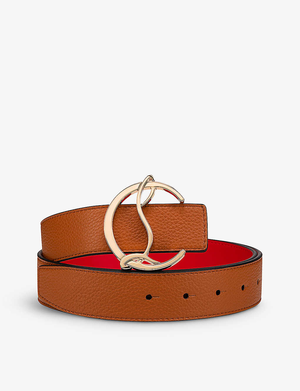 Christian Louboutin Mens Coconut Logo-buckle Grained-leather Belt