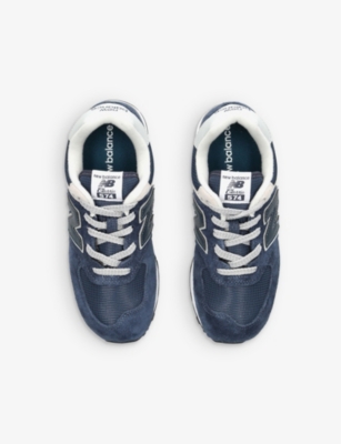 Shop New Balance Boys Navy Kids 574 Evergreen Logo-embossed Suede Low-top Trainers