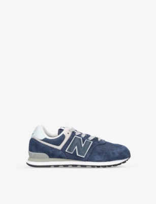 New Balance Boys Navy Kids 574 Evergreen Logo-embossed Suede Low-top Trainers In Navy