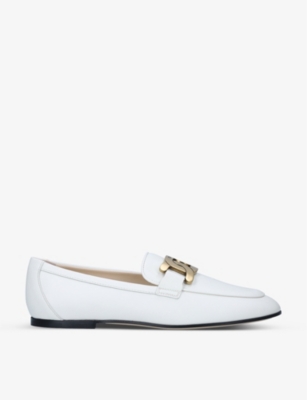 Tod's Tods Womens White Kate Snaffle-embellished Leather Loafers