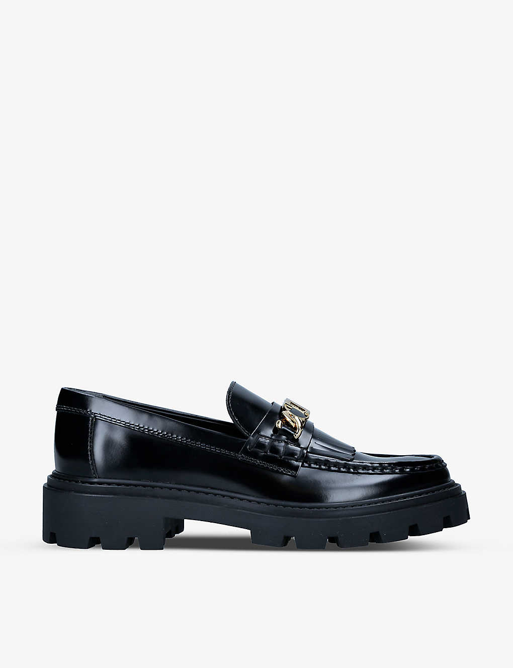 Shop Tod's Tods Women's Black Gomma Snaffle-embellished Leather Loafers