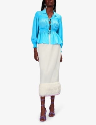 Shop Whistles Women's Cream Fringe-embellished Woven Midi Skirt