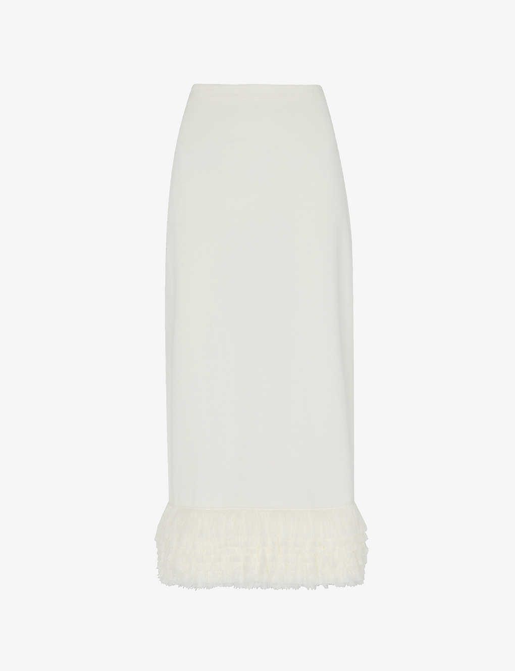 Whistles Womens Cream Fringe-embellished Woven Midi Skirt