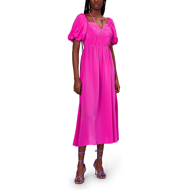 Shop Whistles Cecille Halterneck Silk Midi Dress In Pink