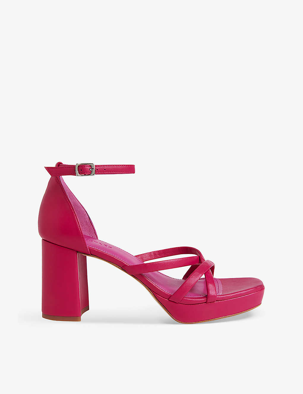 Whistles Womens Pink Selene Platform Block-heel Leather Sandals