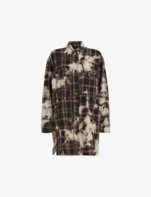 ALLSAINTS: Lily multi-check long-length cotton shacket