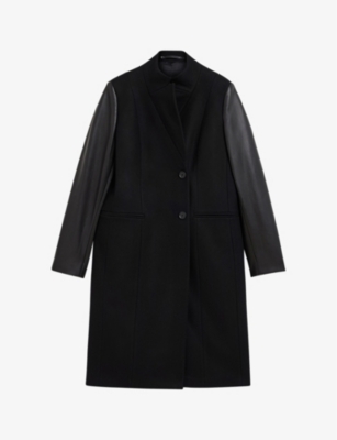 All saints leather sleeve coat sale