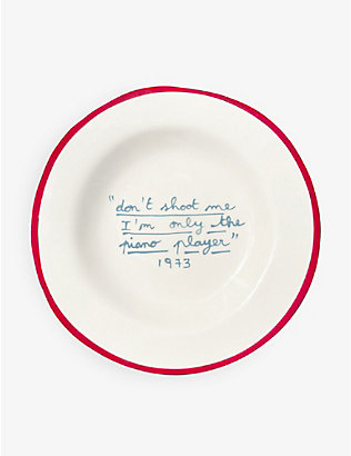 LAETITIA ROUGET: Elton John x Laetitia Rouget Don't Shoot Me I'm Only The Piano Player stoneware plate 20cm
