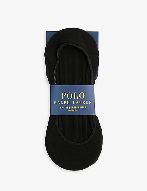 POLO RALPH LAUREN: Pack of three logo-embroidered stretch-cotton blend ankle socks