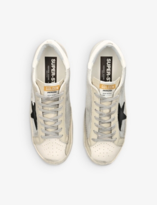Shop Golden Goose Men's White/comb Superstar Star-appliqué Leather And Mesh Low-top Trainers