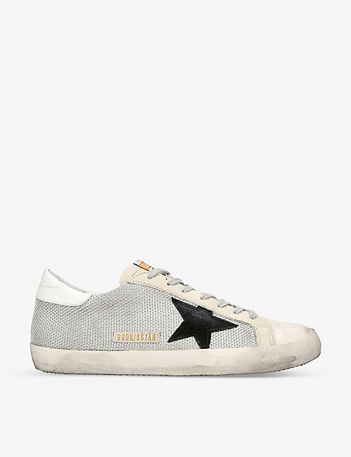 GOLDEN GOOSE: Superstar star-appliqué leather and mesh low-top trainers