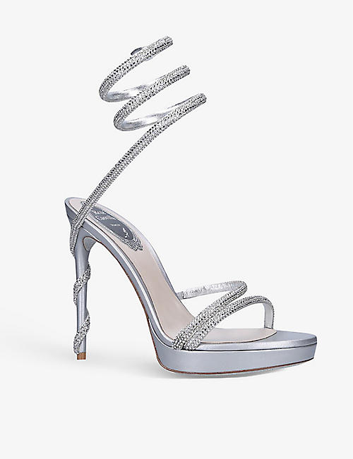 RENE CAOVILLA: Margot 120 crystal-embellished satin heeled sandals