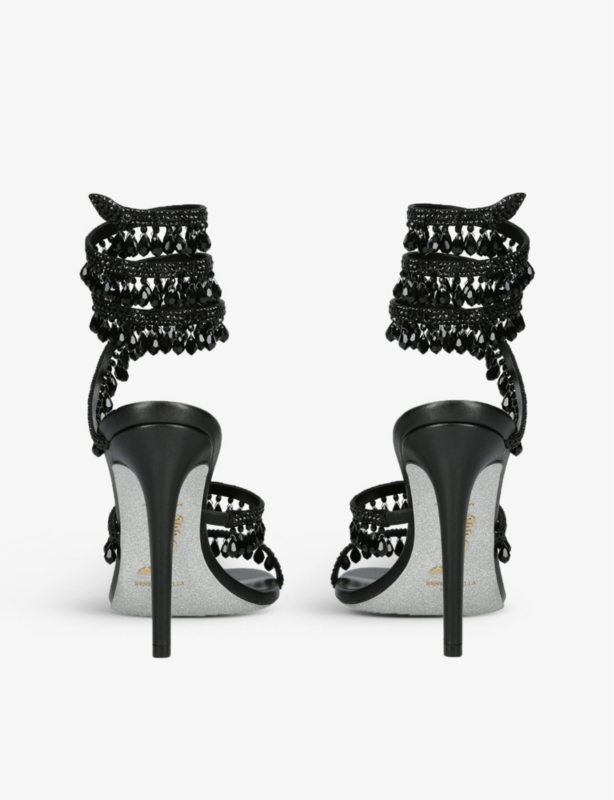 Chandelier 105 crystal-embellished leather heeled courts