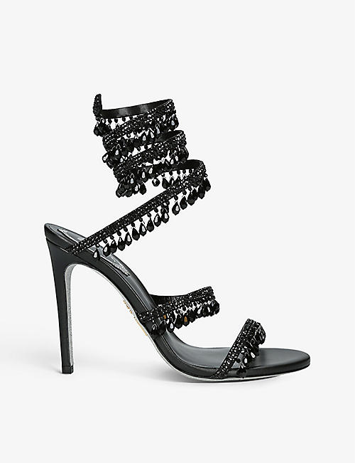 RENE CAOVILLA: Chandelier 105 crystal-embellished leather heeled courts