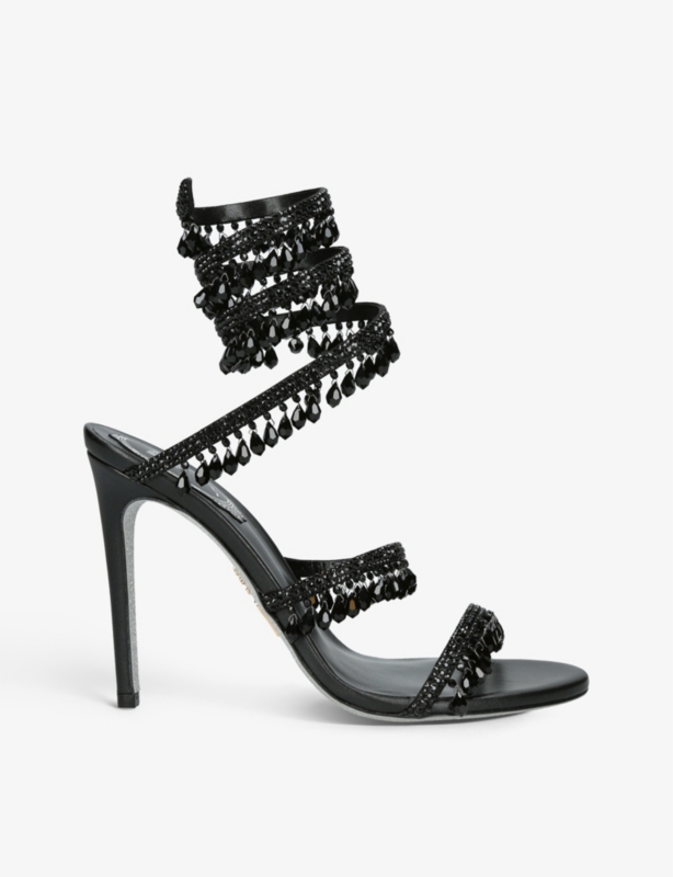 Chandelier 105 crystal-embellished leather heeled courts