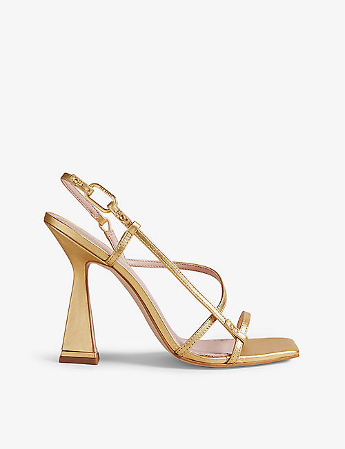 TED BAKER: Square-toe block-heel leather heeled sandals