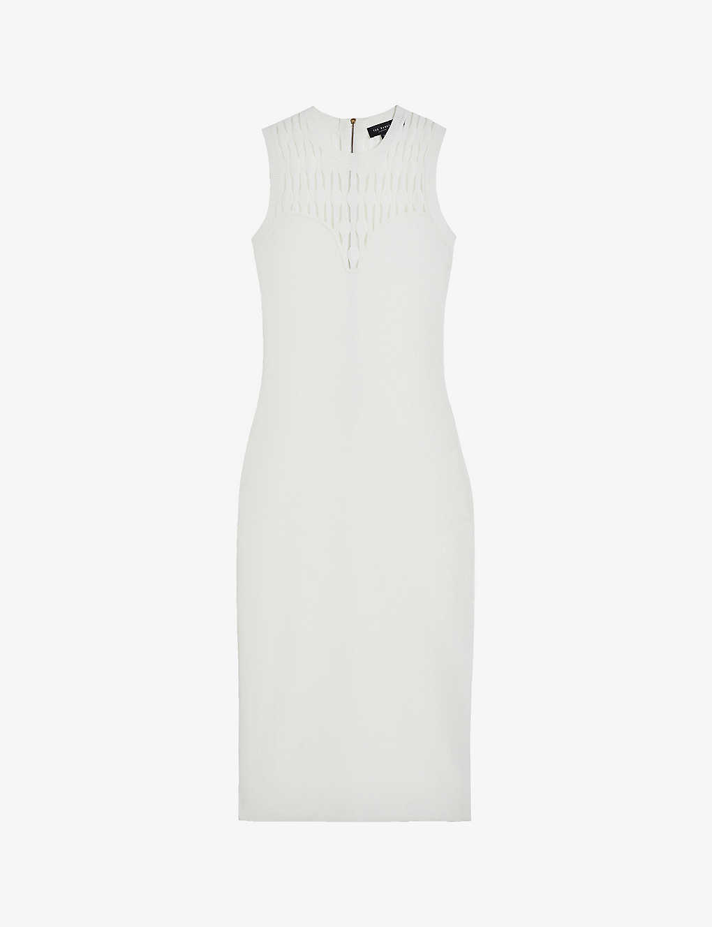 Ted Baker Polyan Stitch Detailed Bodycon Dress In White