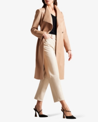 Shop Ted Baker Women's Brown-tan Rosina Wrap-front Belted Cotton Trench Coat