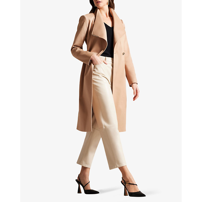 Shop Ted Baker Womens Brown-tan Rosina Wrap-front Belted Cotton Trench Coat