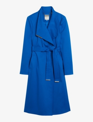 Ted Baker Womens Mid-blue Rosina Wrap-front Belted Cotton Trench Coat