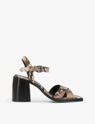 The Kooples Womens Bei16 Snakeskin-effect Cross-strap Leather Sandals