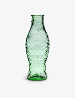 Serax Paola Navone Fish & Fish Glass Bottle 1l In Green