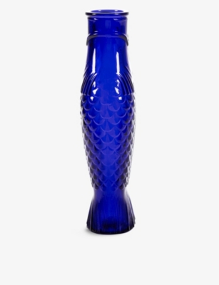 SERAX DARK BLUE PAOLA NAVONE FISH & FISH GLASS BOTTLE 1L