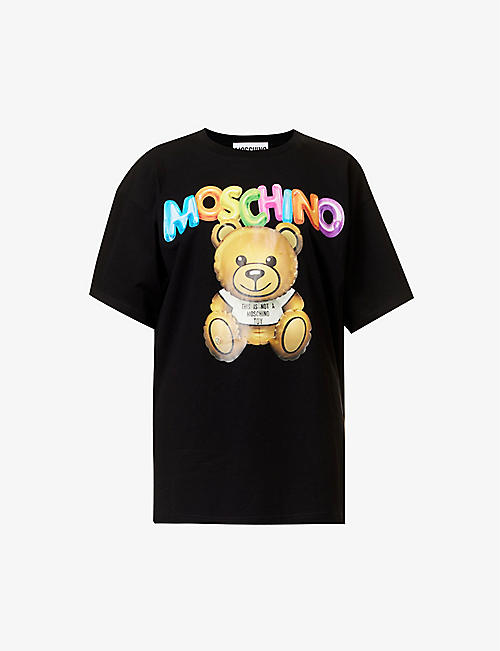 MOSCHINO: Inflatable Teddy brand-print oversized-fit organic cotton T-shirt