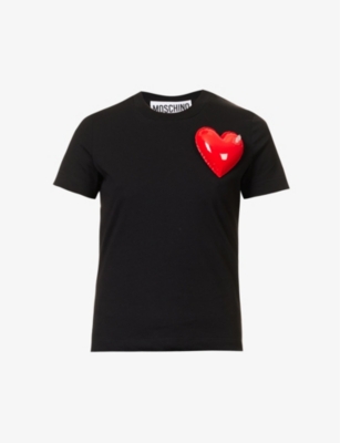 Moschino Heart-patch Short-sleeved T-shirt In Black