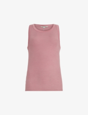 Allsaints Rina Round-neck Stretch-woven Tank Top In Soft Pink
