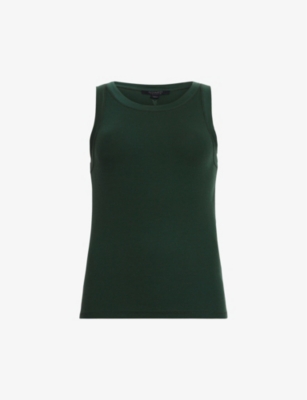 Allsaints Womens Sycamore Green Rina Round-neck Stretch-woven Tank Top