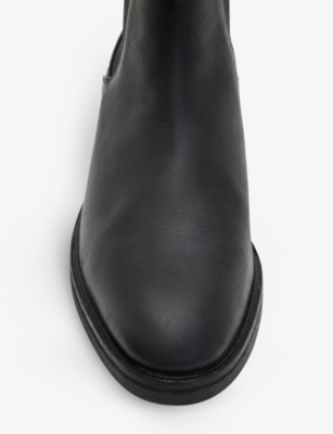Shop Allsaints Men's Black Creed Brand-embossed Leather Chelsea Boots