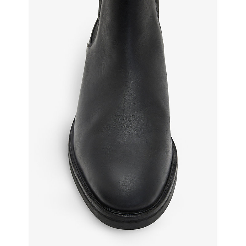 Shop Allsaints Creed Brand-embossed Leather Chelsea Boots In Black