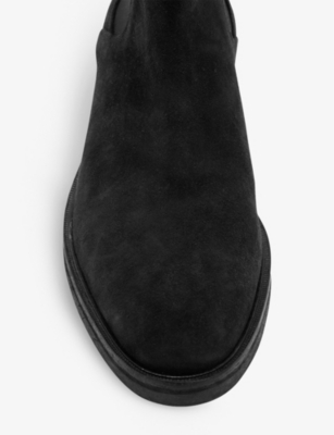 Shop Allsaints Creed Brand-embossed Suede Chelsea Boots In Black