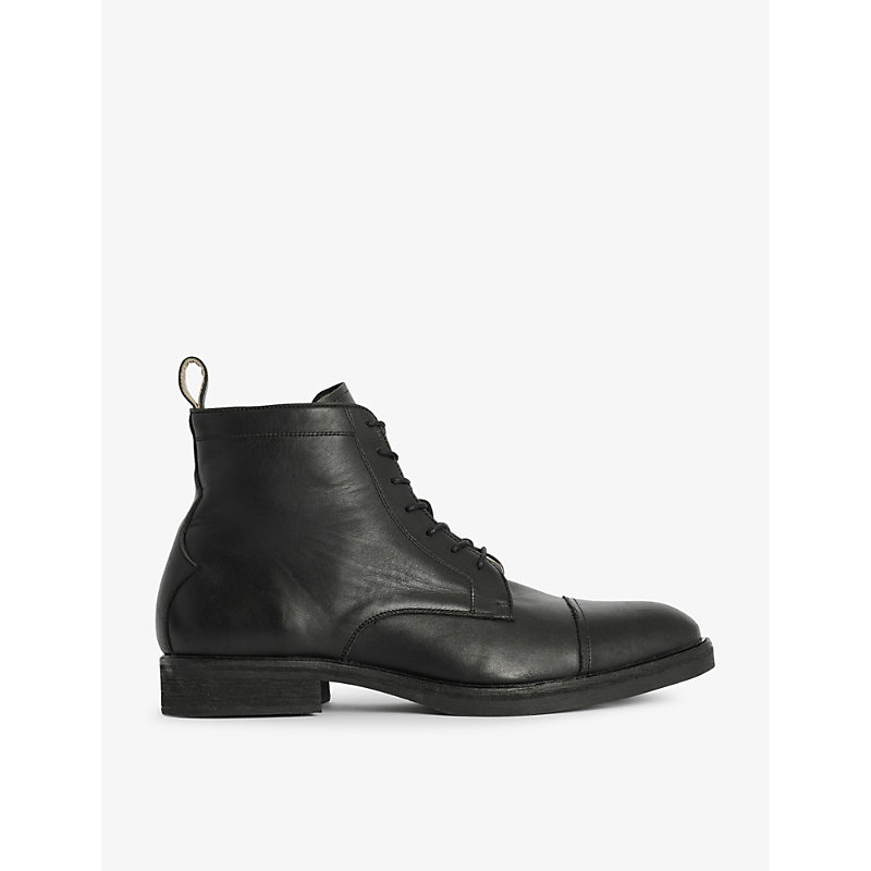 Shop Allsaints Drago Leather Ankle Boots In Black