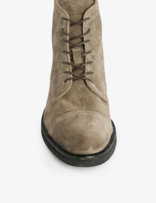 Shop Allsaints Men's Khaki Drago Lace-up Suede Ankle Boots