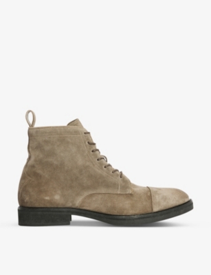 Shop Allsaints Men's Khaki Drago Lace-up Suede Ankle Boots