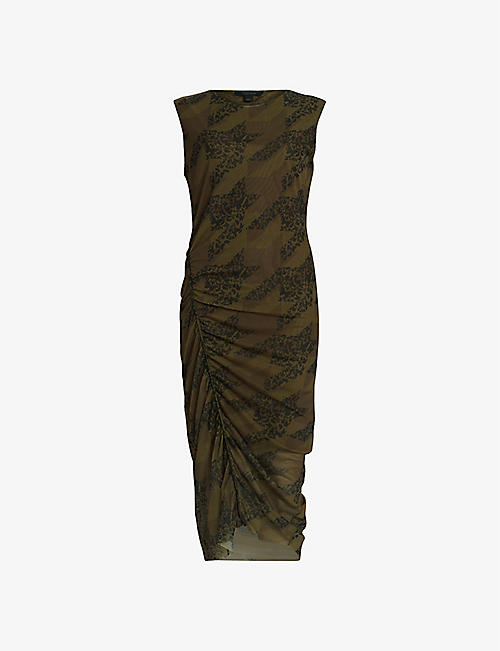 ALLSAINTS: Nora Toni floral-print stretch-woven midi dress