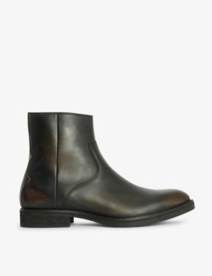 ALLSAINTS: Lang zip-up leather ankle boots