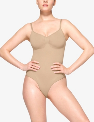Shop Skims Women's Clay Sculpt Ruched Stretch-woven Body In Nude (lingerie)
