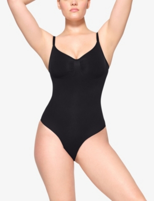 Skims Seamless Sculpting Brief Bodysuit In Onyx In Onyx