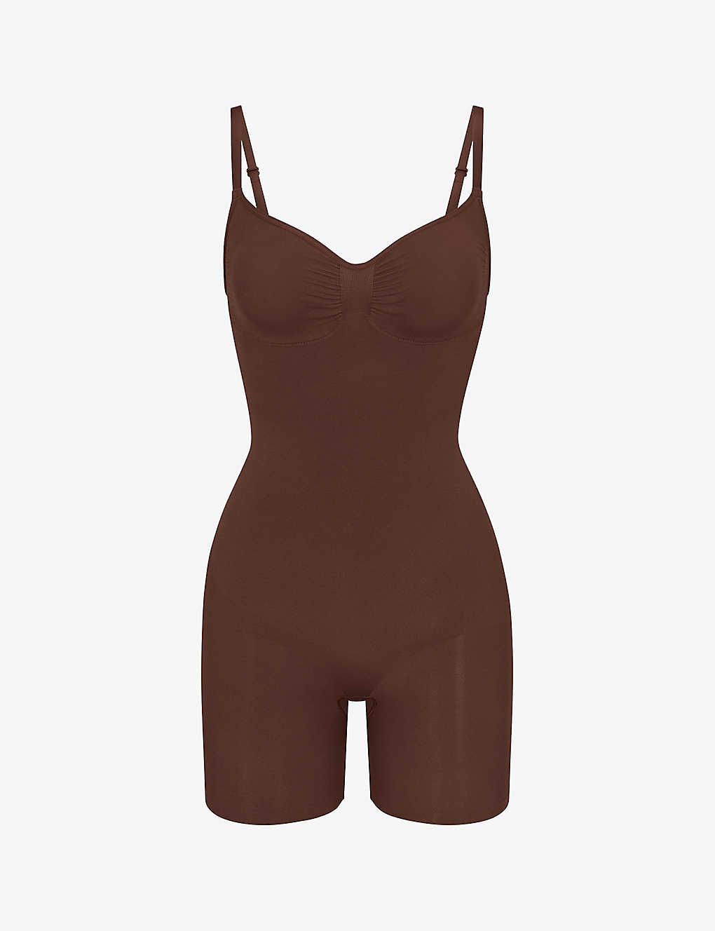 Skims Womens Cocoa Sculpt Ruched Stretch-woven Body In Brown