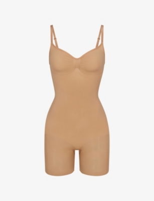 Skims Womens Sienna Sculpt Ruched Stretch-woven Body In Ochre