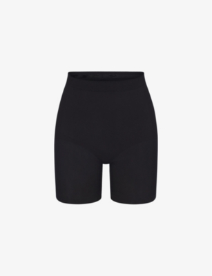 Skims Sculpt Fitted Stretch-woven Shorts In Onyx