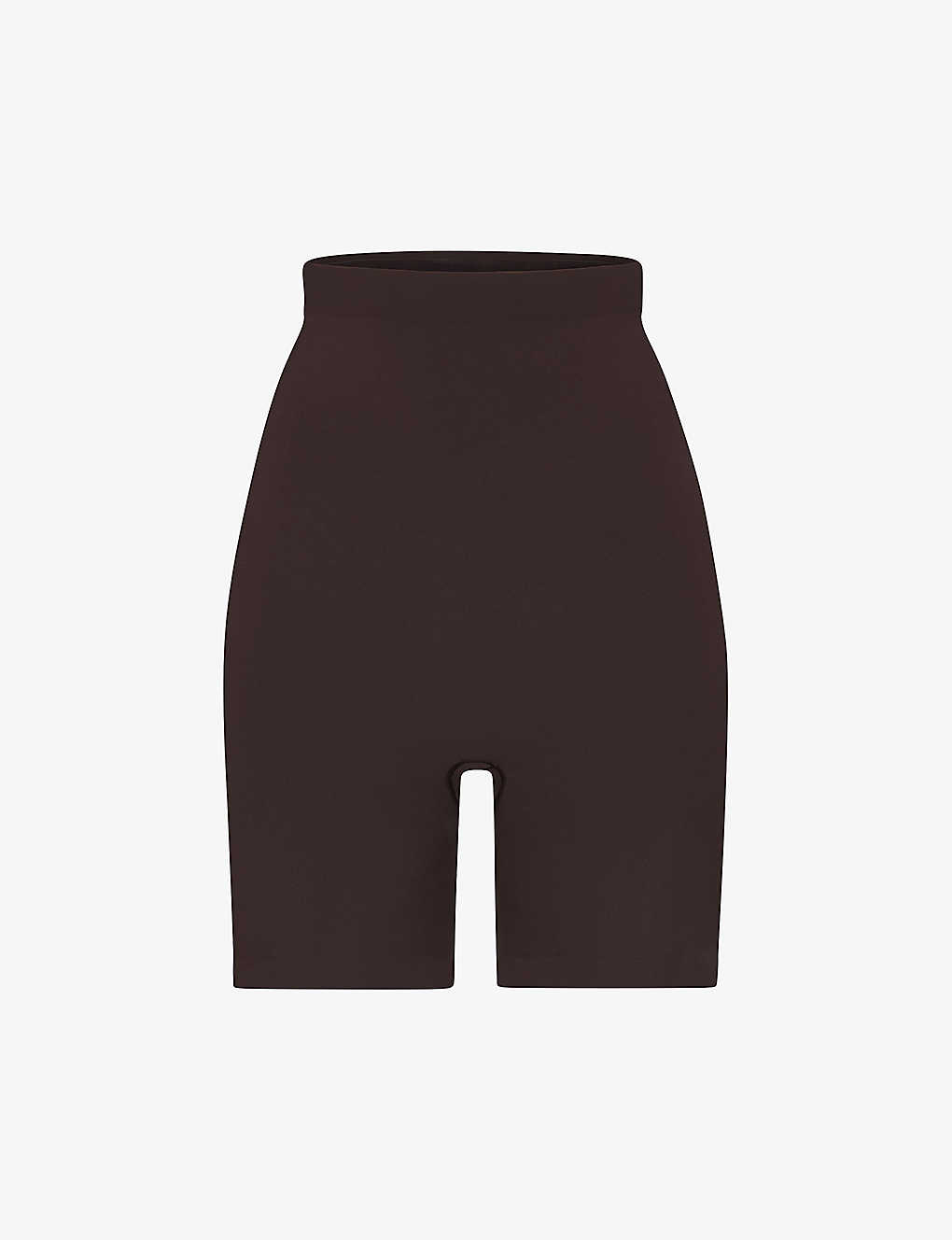 Skims Womens Espresso Sculpt Fitted Stretch-woven Shorts In Brown