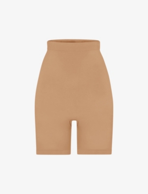 Skims Brown Cozy Knit Boy Shorts In Garnet